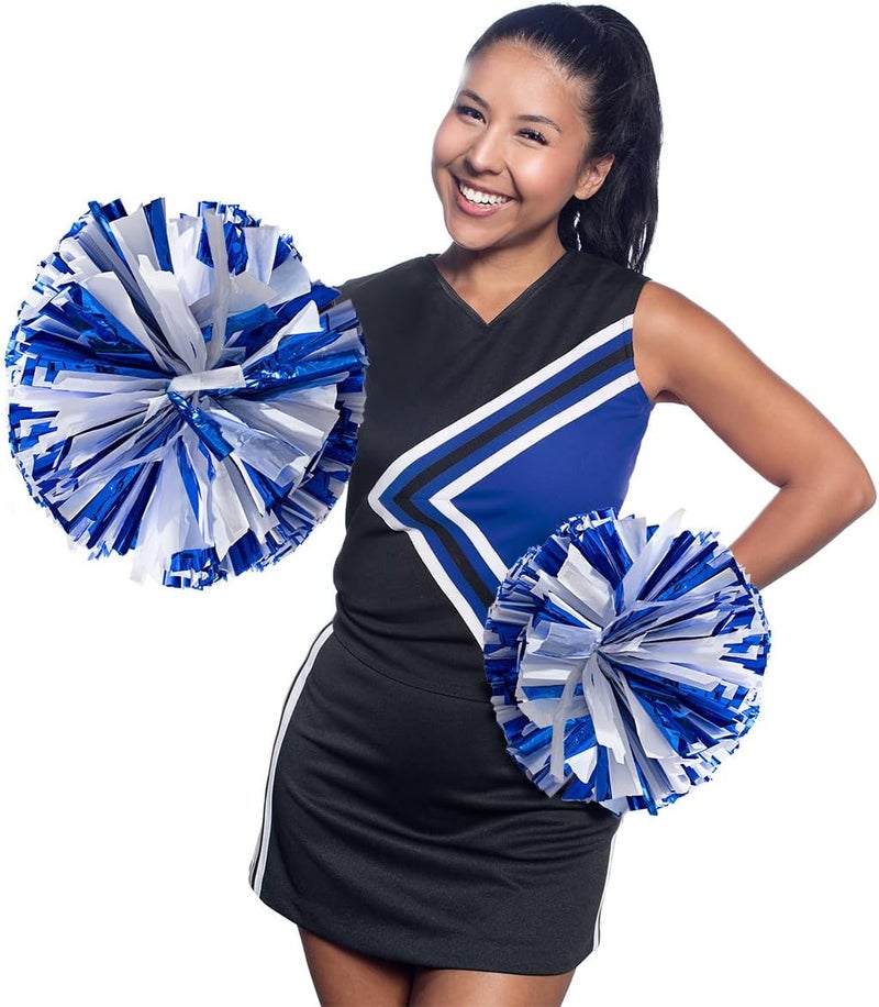 Anderson's Metallic Blue & White Foil Baton School Spirit Shakers, Cheerleader Pom Poms, Football, Basketball, Homecoming Squad, Team, Party, Dance, Club, Performance, Fan Celebration Pack of 2 - Image 4
